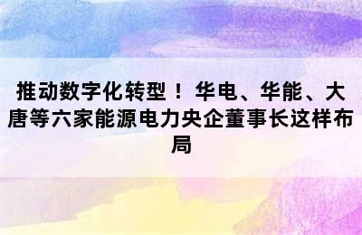 推动数字化转型 ！华电、华能、大唐等六家能源电力央企董事长这样布局